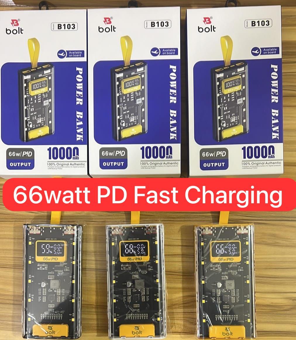 Bolt PowerBank B103 66watt PD Fast Charging Complete 10000 mah - PAK MART DEALS